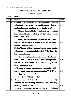 Đáp án đề thi đề xuất trại hè Hùng Vương môn Hóa học Lớp 10 lần thứ XV năm 2019 - Trường THPT chuyên Lê Quý Đôn